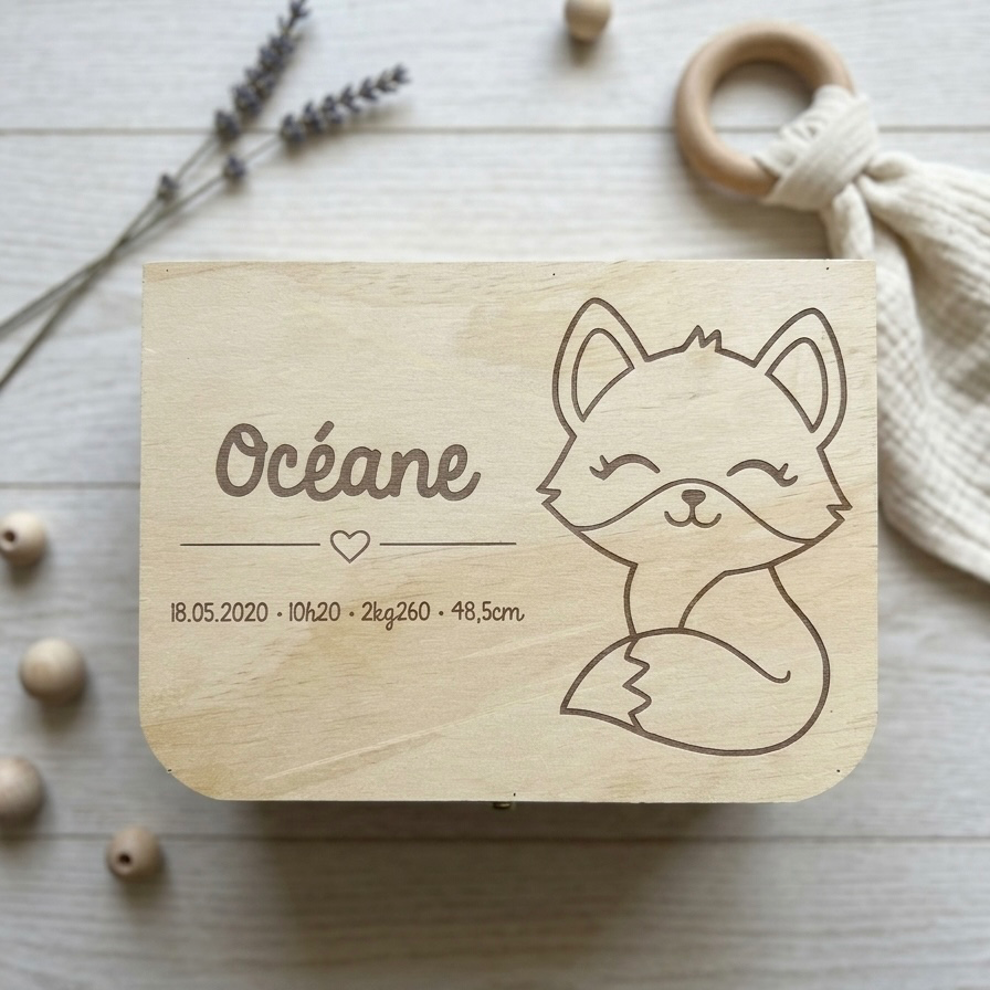 Boite à souvenirs de naissance personnalisée
