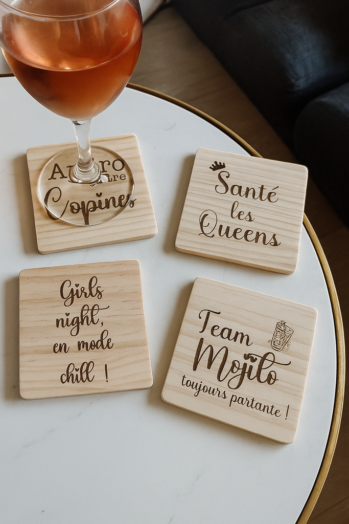 Set de sous verres en bois "Queen"