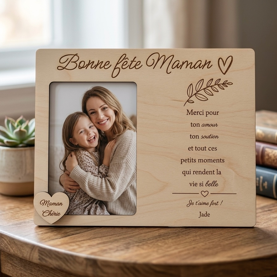 Cadre en bois personnalisé – Cadeau Fête des Mères