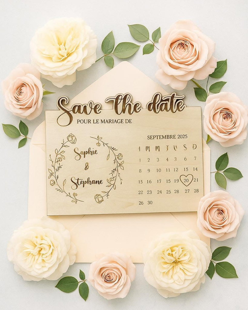 Save the Date mariage en bois
