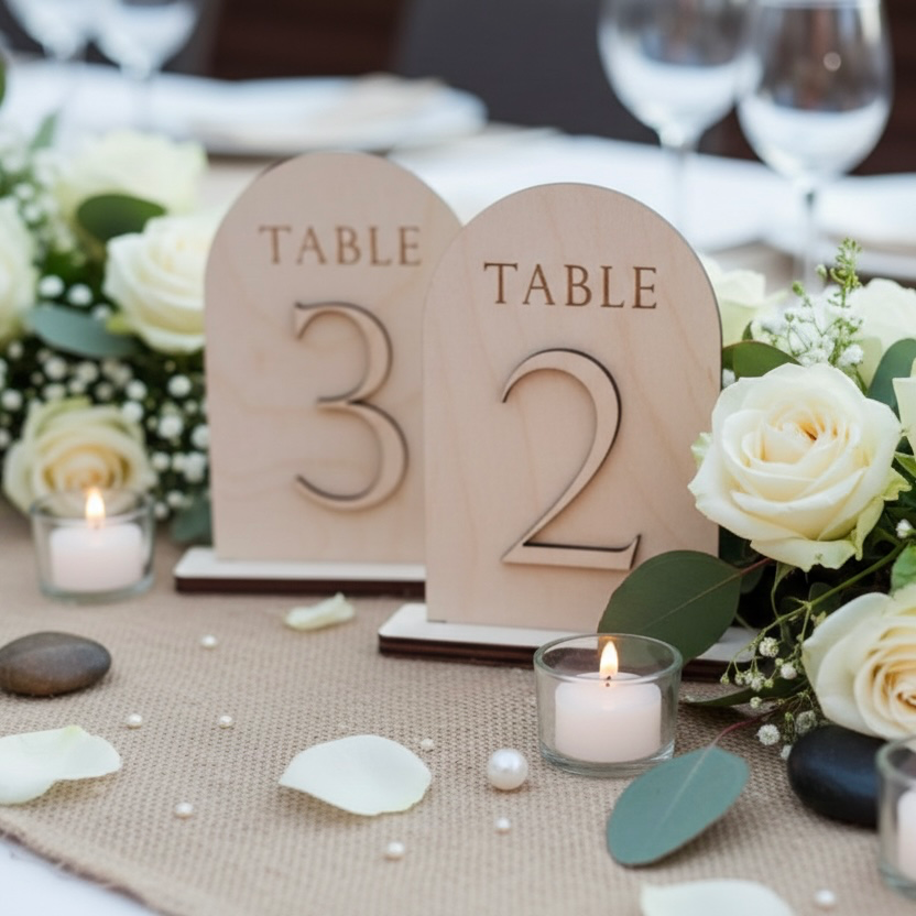 Numéro/Nom de table en bois