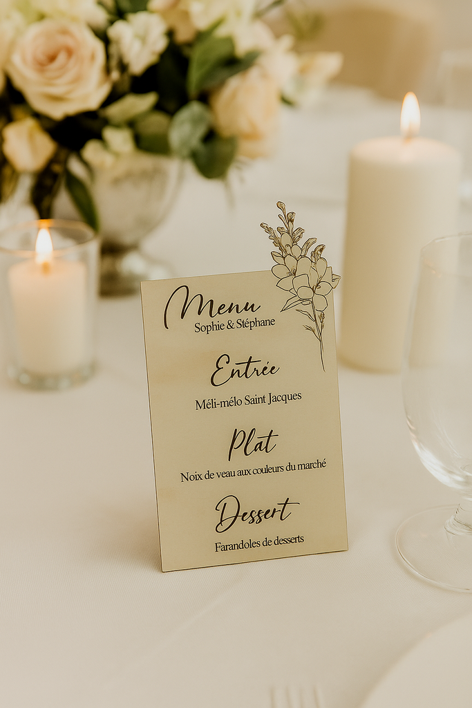 Menu en bois personnalisé