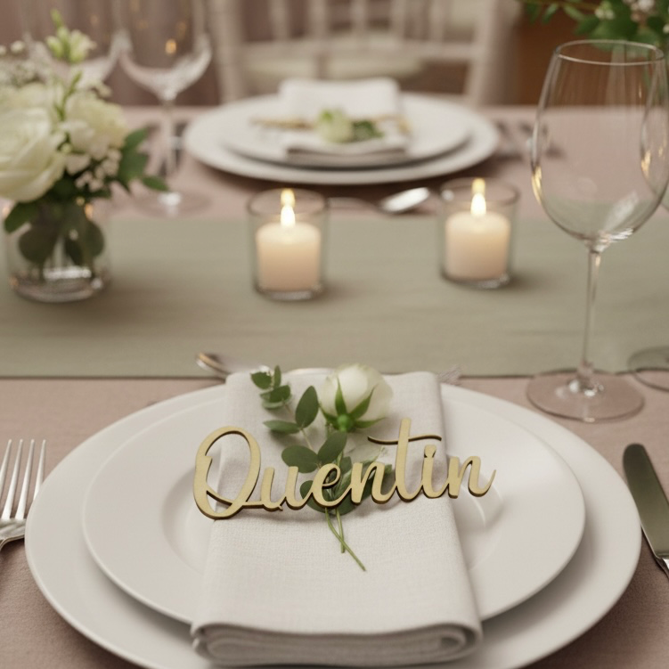 Prénom en bois personnalisé – Marque-place mariage